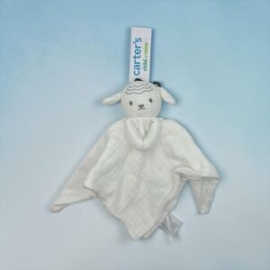 Carters Child Of Mine Lamb Lovey Plush White Security Blanket Cotton